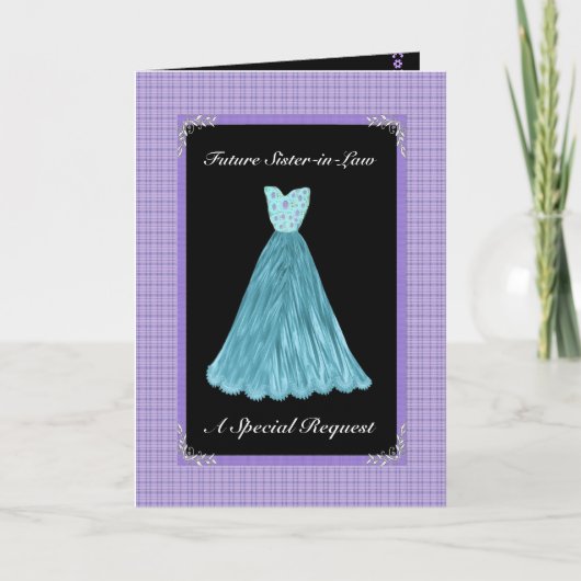 Future Sister-in-Law Bridesmaid -ターコイズガウン 招待状 (正面)