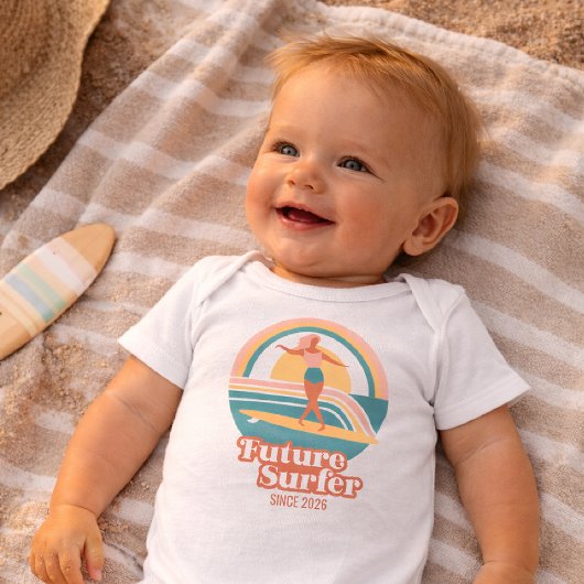 Future Surfer Baby Bodysuit Retro Beach Romper ベビーボディスーツ