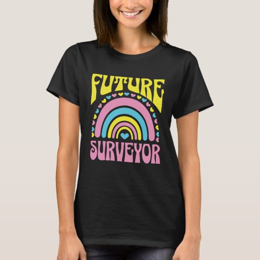 Future Surveyor Bright Retro Rainbow Surveyors Tra Tシャツ (正面)
