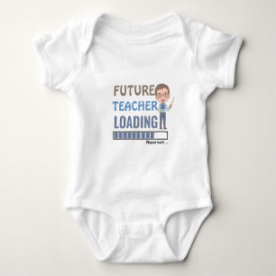 Future Teacher Loading かわいいシャワーパーティーの男の子 ベビーボディスーツ