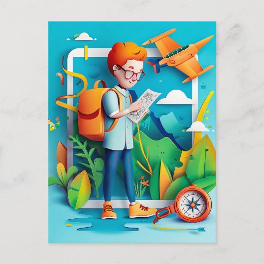 Future Travel Influencer Dream for Kids シーズンポストカード (正面)