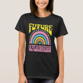 Future Veterinarian Bright Retro Rainbow Veterinar Tシャツ (正面)