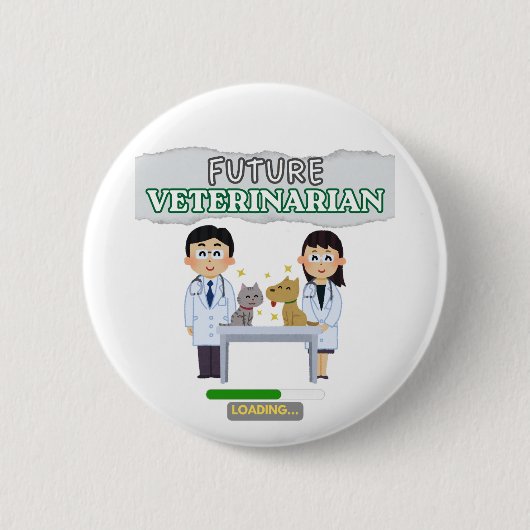 Future Veterinarian Loading – Vet Student Design 缶バッジ (正面)