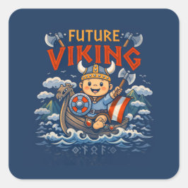 Future Viking Funny Norwegian Stickers スクエアシール