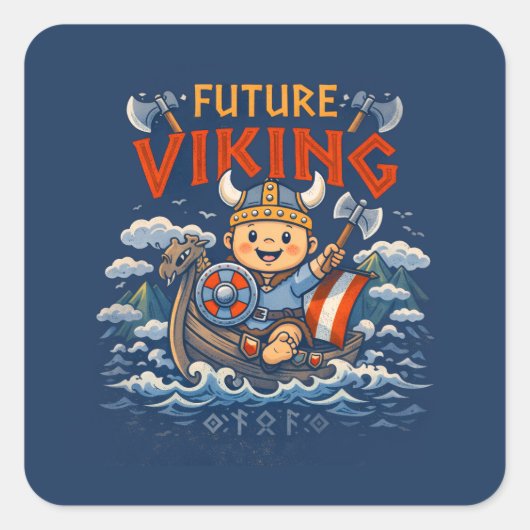 Future Viking Funny Norwegian Stickers スクエアシール (正面)