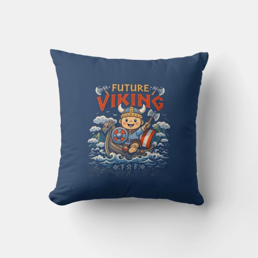 Future Viking Funny Norwegian Throw Pillow クッション (正面)