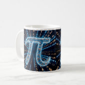 Futuristic π Mug – Pi Day March 14 Gift – Neon Mat コーヒーマグカップ (正面左)