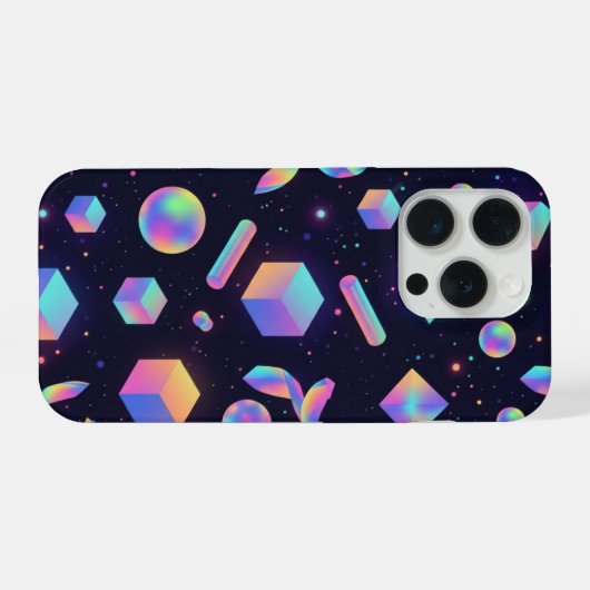 Futuristic 3D Holographic Geometric Phone Case iPhoneケース (裏面横)