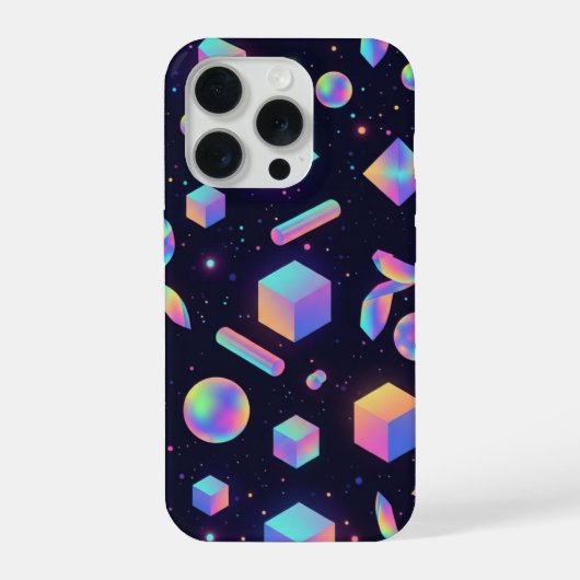 Futuristic 3D Holographic Geometric Phone Case iPhoneケース (裏面)