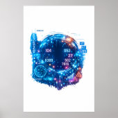 Futuristic AI Data Head Poster – Cyber Tech  ポスター (正面)