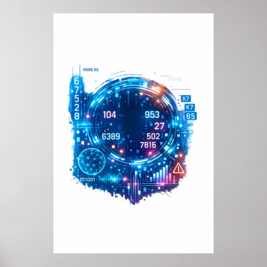 Futuristic AI Data Head Poster – Cyber Tech  ポスター (正面)