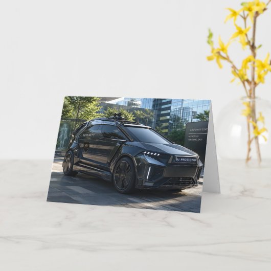 Futuristic AI Security Vehicle  カード (黄色い花)