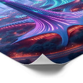 Futuristic Alien Cityscape with Spaceport ポスター (角)