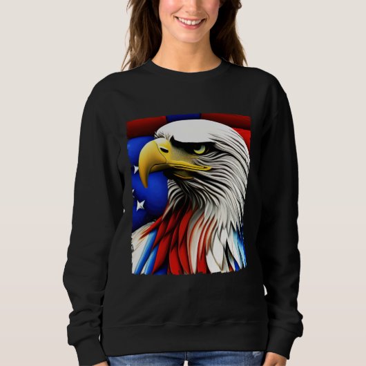 Futuristic American Bald Eagle USA Flag 4th of Jul スウェットシャツ (正面)
