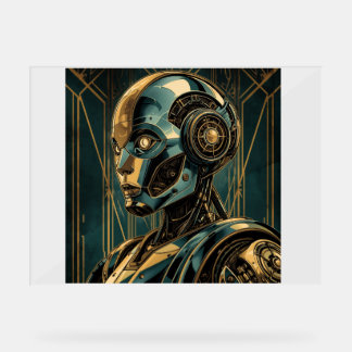 Futuristic Android Art Print | Retro Art Deco Cybe アクリルサイン