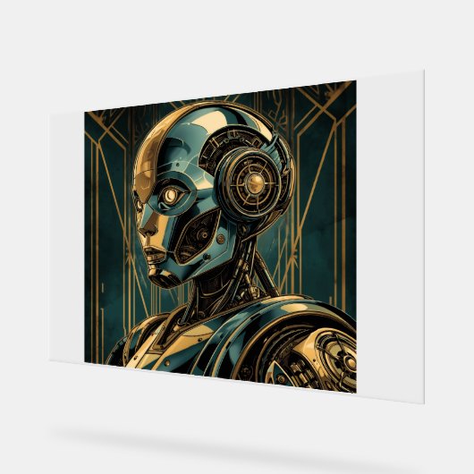 Futuristic Android Art Print | Retro Art Deco Cybe アクリルサイン (傾斜)