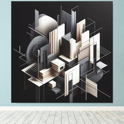 Futuristic Architectural Construct キャンバスプリント (インサイチュ (ウッドフロア))