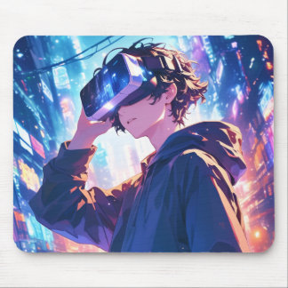 Futuristic Boy With VR - Anime Mouse Pad マウスパッド