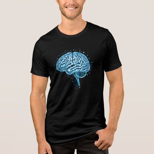 "Futuristic Circuit Brain – Minimalist Tech & AI T トライブレンドＴシャツ (正面)
