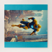 Futuristic City Guardian Superhero Puzzle – High-A ジグソーパズル (横)