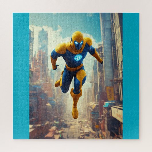 Futuristic City Guardian Superhero Puzzle – High-A ジグソーパズル (縦)