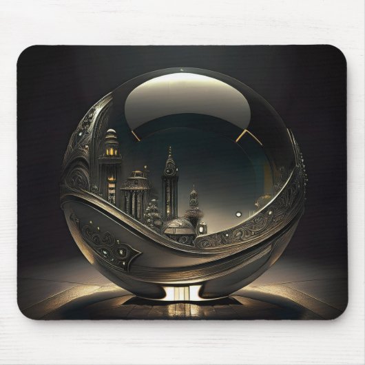 Futuristic City In Transparent Glass Globe マウスパッド (正面)