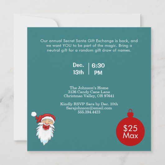 Futuristic City Santa Sleigh Gift Exchange Square 招待状 (裏面)