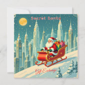 Futuristic City Santa Sleigh Gift Exchange Square 招待状 (正面)