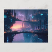 Futuristic Cityscape at Dusk ポストカード (正面)