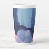 Futuristic Cityscape with Hovering Structures カフェラテマグ (正面)