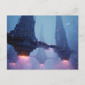 Futuristic Cityscape with Hovering Structures ポストカード (正面)