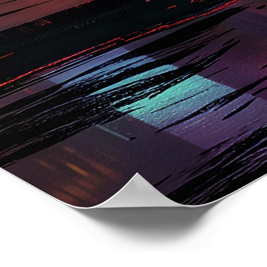 Futuristic Cityscape with Neon Reflections ポスター (角)