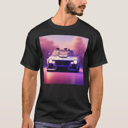 Futuristic Classic Sports Car Cyberpunk Cool Race  Tシャツ (正面)