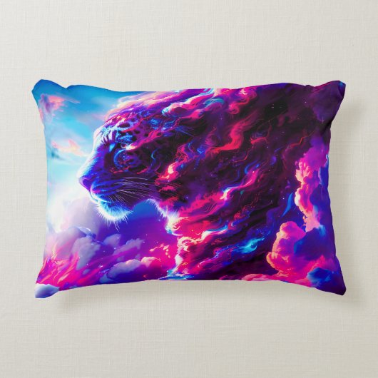 Futuristic Cosmic Neon Leopard  アクセントクッション (正面)