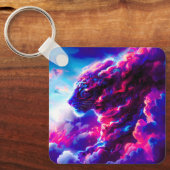 Futuristic Cosmic Neon Leopard  キーホルダー (正面)