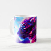 Futuristic Cosmic Neon Leopard  コーヒーマグカップ (正面左)