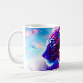 Futuristic Cosmic Neon Leopard  コーヒーマグカップ (左)