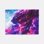Futuristic Cosmic Neon Leopard  フリースブランケット (正面(横))