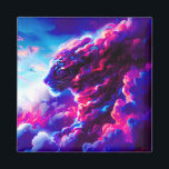 Futuristic Cosmic Neon Leopard マグネット<br><div class="desc">A powerful cosmic leopard emerging from vibrant clouds of neon pink, electric blue, and deep violet.</div>