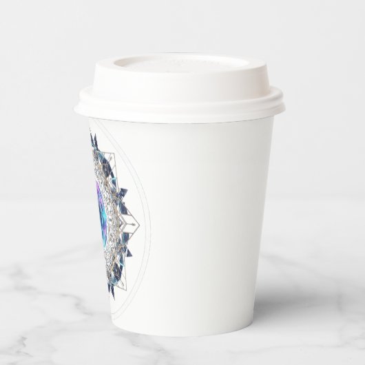 Futuristic Crystal Mandala – Geometric Tech Art 紙コップ (左)