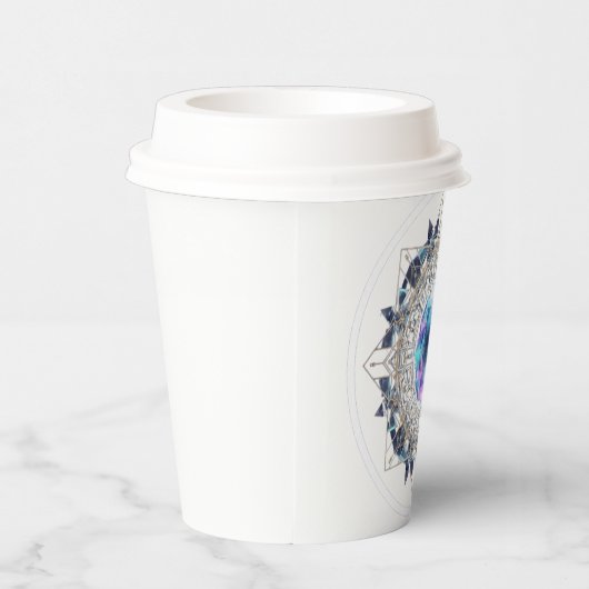 Futuristic Crystal Mandala – Geometric Tech Art 紙コップ (右)