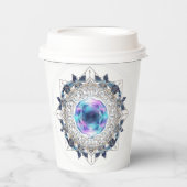 Futuristic Crystal Mandala – Geometric Tech Art 紙コップ (正面)