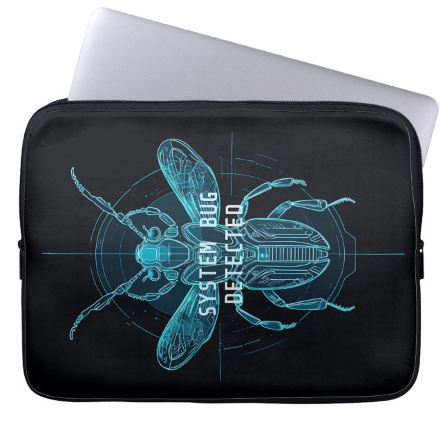 Futuristic Cyber Bug Detected IT Humor Laptop Slee ラップトップスリーブ (正面)