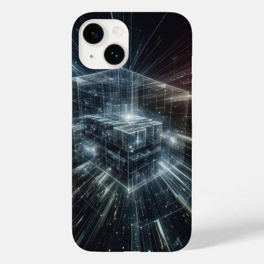 Futuristic Cyber Cube Phone Case - High-Tech Glow  Case-Mate iPhoneケース (裏面)