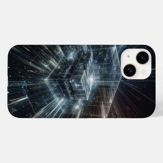 Futuristic Cyber Cube Phone Case - High-Tech Glow  Case-Mate iPhoneケース (裏面 (横))