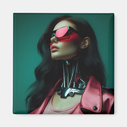 futuristic cybernetic woman マグネット (正面)