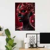 Futuristic Cybernetic Woman Portrait ポスター (ホームオフィス)