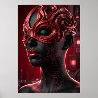 Futuristic Cybernetic Woman Portrait ポスター