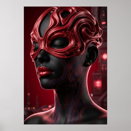 Futuristic Cybernetic Woman Portrait ポスター (正面)