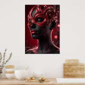 Futuristic Cybernetic Woman Portrait ポスター (キッチン)